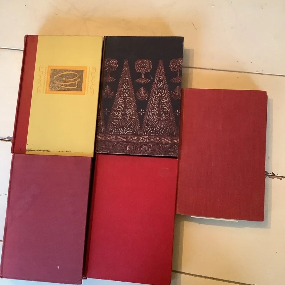 Bundle Lot Antique Vintage Moody Red Hues Books Styling Shelves